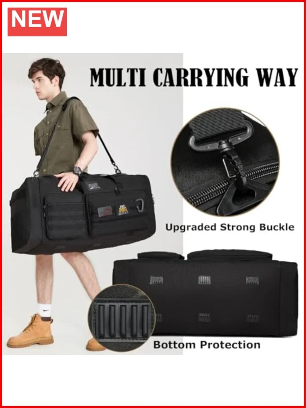 130L Extra Large Heavy Duty Duffle Bag with Shoe Compartment